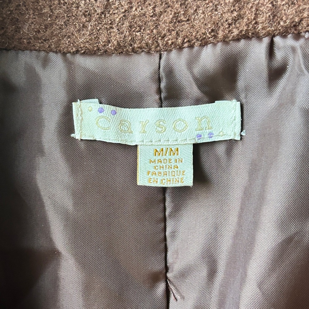 Carson Boiled Wool Jacket Brown Embroidered Art To Wear Coat Women's‎ M Canada - Picture 8 of 10